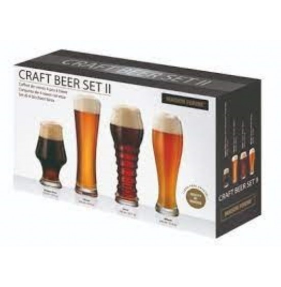 Maison Forine S/4 Assorted Lead-Free Bohemian Crystal Beer Glasses