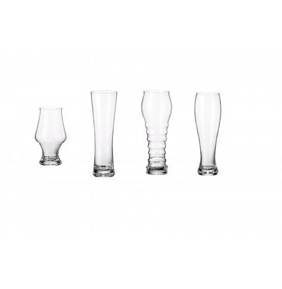 Maison Forine S/4 Assorted Lead-Free Bohemian Crystal Beer Glasses