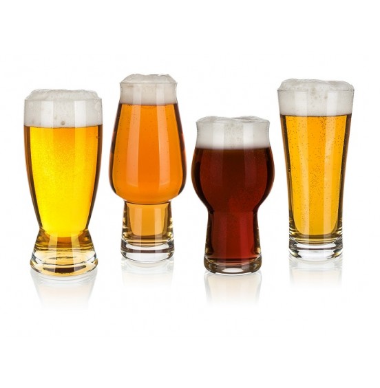 Maison Forine S/4 Assorted Lead-Free Bohemian Crystal Beer Glasses