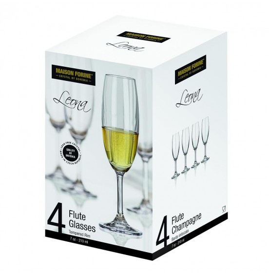 Maison Forine S/4 Lead-Free Bohemian Crystal champagne Glasses 210 Ml