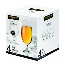 Maison Forine S/4 Lead-Free Bohemian Crystal Beer Glasses 370 Ml-12.5 Oz