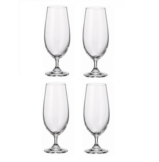 Maison Forine S/4 Lead-Free Bohemian Crystal Beer Glasses 370 Ml-12.5 Oz