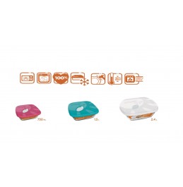 SEMPRE Square Bake glass Dishes with lid Set of 3-Piece Oven/Microwave Baking .