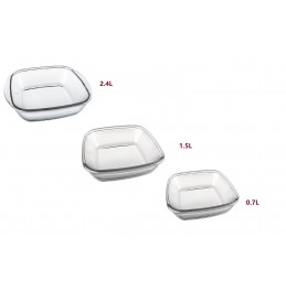 SEMPRE Square Bake glass Dishes Set of 3-Piece Oven/Microwave Baking .