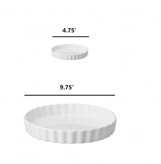 VITREX White Porcelain Set OF 7PCs  (1PC 9.75’ Quiche And Pie Dish AND 6PCs 4.75’ OF Creme Brulee Dishes).