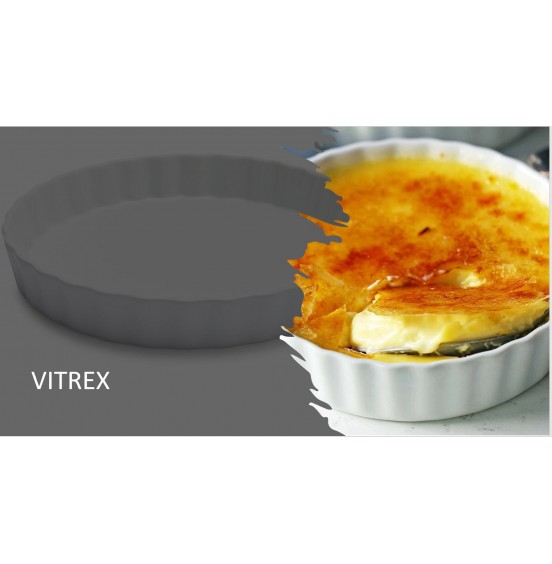 VITREX White Porcelain Set OF 7PCs  (1PC 9.75’ Quiche And Pie Dish AND 6PCs 4.75’ OF Creme Brulee Dishes).