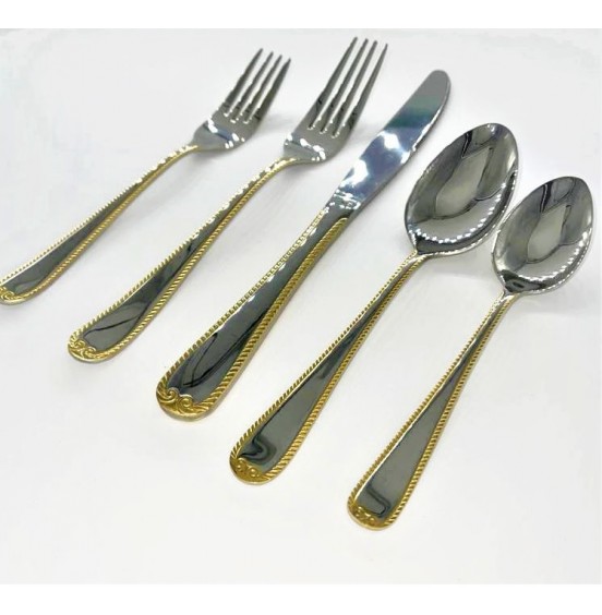 22164S20-ARTKIA 20-Pc Gold Cutlery Set, Stainless Steel 18/10