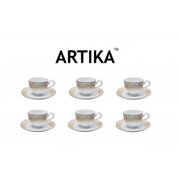 Artika 6 Cups & 6 Saucers (230 ml / 7.75 Oz) Gold Deco.