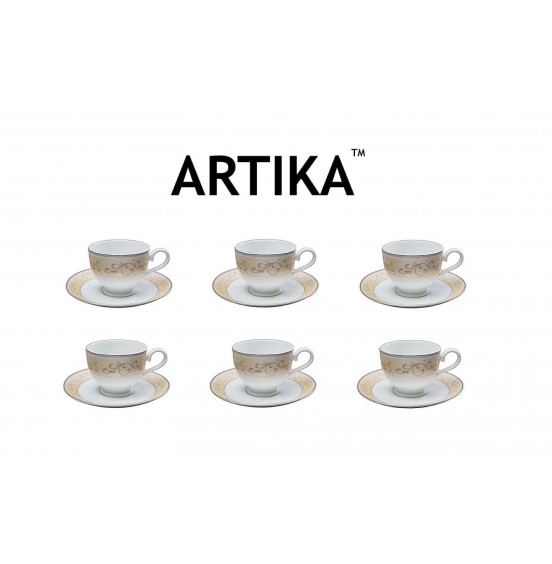 Artika 6 Cups & 6 Saucers (230 ml / 7.75 Oz) Gold Deco.