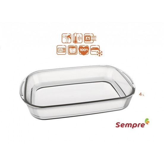 SEMPRE rectangle Glass Dish Oven / Microwave Baking 4-LT