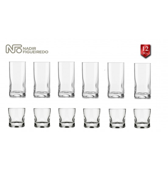 Nadir Tall Cocktail Glasses, Set of 12PCs ,10.5 oz/8.5oz.