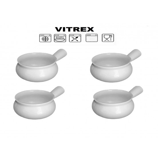 Set Of 4 Onion Soup Bowls with Handle, 16 Oz