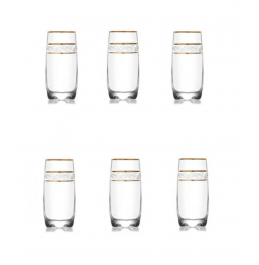 Lav Set Of 12 Gold Deco  Glasses 9.75oz -13.75oz