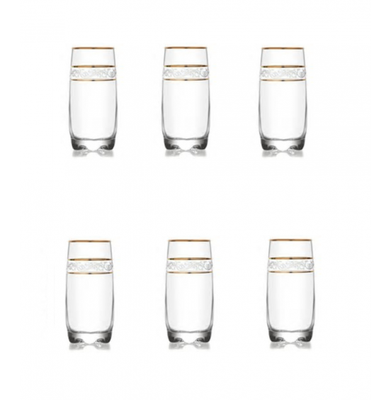 Lav Set Of 12 Gold Deco  Glasses 9.75oz -13.75oz