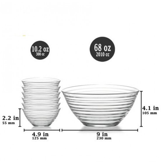 LAV  Set of 7 Glass Serving Bowls 