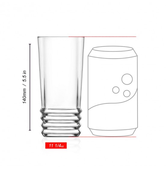 LAV Set Of 6 Tall  Glasses , 11.25oz