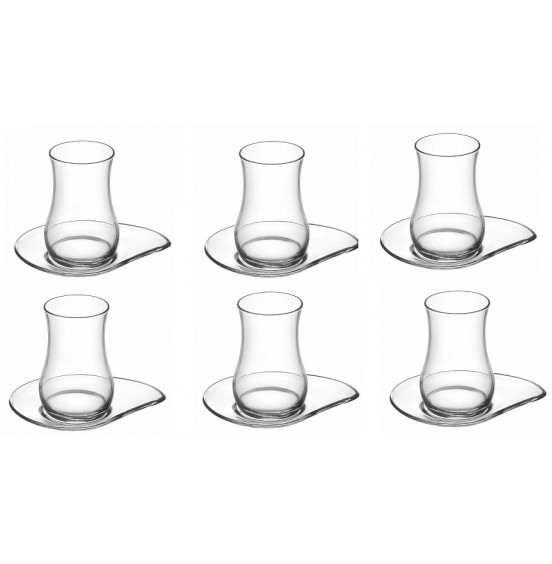 LAV 6-Piece Tea Glasses with 6 saucers 5.75oz.