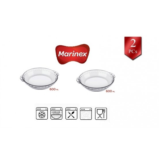 Marinex Pie Baking Round Dish Oven/Microwave Baking  Set of 2PC,600ML