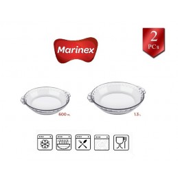 Marinex Pie Baking Round Dish Oven/Microwave Baking  Set of 2PC,600ML and 1.3L