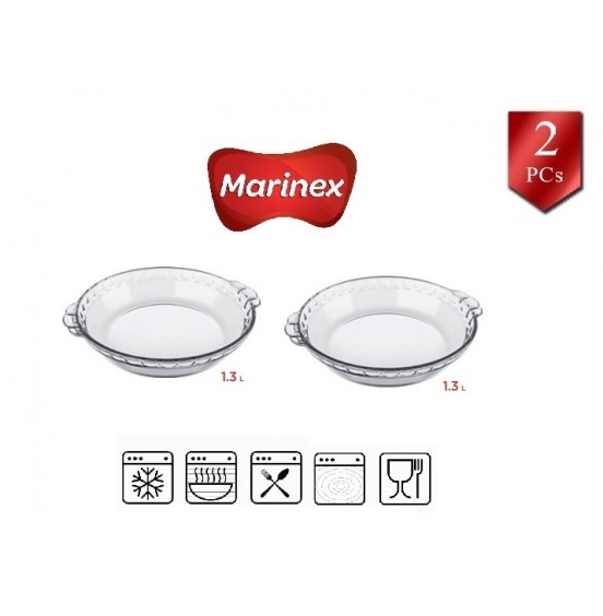 Marinex Pie Baking Round Dish Oven/Microwave Baking  Set of 2PC, 1.3L