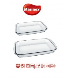 Marinex rectangle Dish Glass Oven/Microwave Baking  Set of 2 PC ( 2.9-LT/1.6LT)