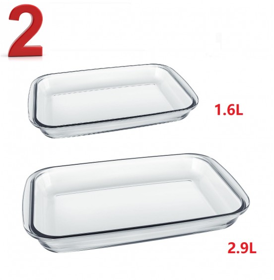 Marinex rectangle Dish Glass Oven/Microwave Baking  Set of 2 PC ( 2.9-LT/1.6LT)