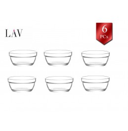 LAV Master 6-Piece Glass Serving Bowls Set, 8.5oz,Stacklable.