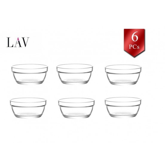 LAV Master 6-Piece Glass Serving Bowls Set, 8.5oz,Stacklable.