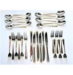 22165S30-ARTKIA 30-Pc Gold Cutlery Set, Stainless Steel 18/10 