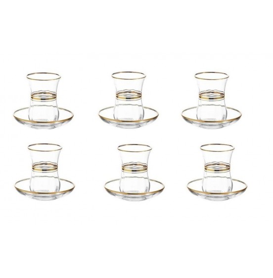 Gold deco Tea set 6 cups + 6 saucers 5.75oz 