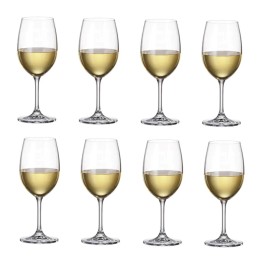Leona Set of 8  Bohemian lead free Crystal Wine Glasses, 340 ml 