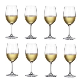 Leona Set of 8  Bohemian lead free Crystal Wine Glasses, 340 ml 