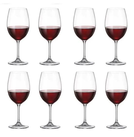 Leona Set of 8  Bohemian lead free Crystal Wine Glasses, 430 ml 