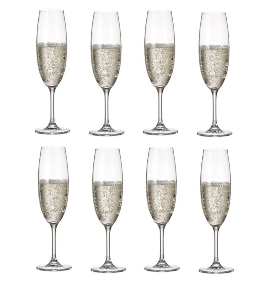 Leona Set of 8 champagne glasses, Crystalline 210 Ml/ 1218