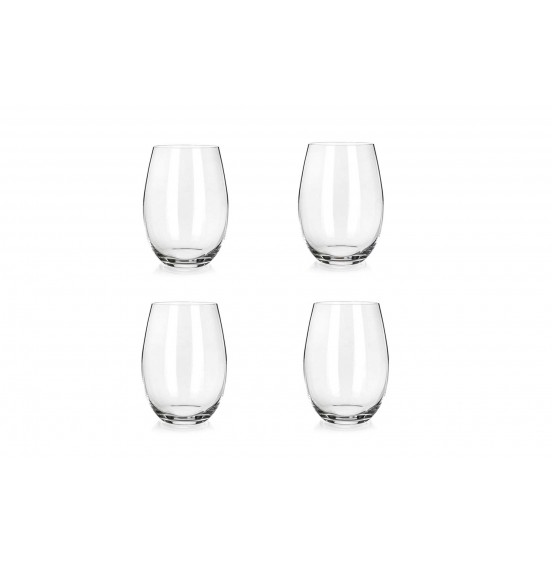 Set of 4  Bohemian stemless lead free  Crystal Wine Glasses, 590 ml 