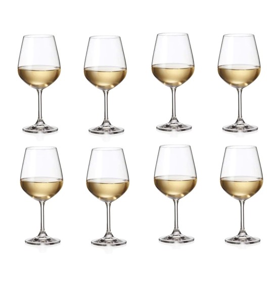 Marta Set of 8 Bohemian lead free Crystal Wine Glasses, 350 ml 
