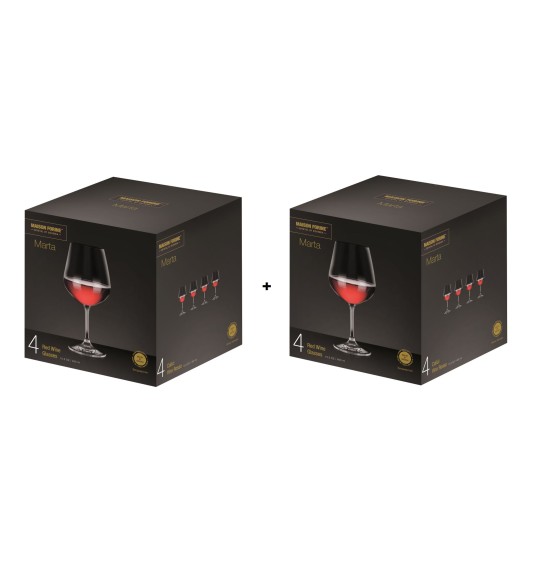 Marta Set of 8 Bohemian lead free Crystal Wine Glasses, 460 ml 