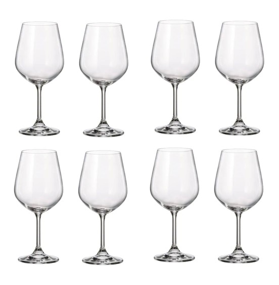 Marta Set of 8 Bohemian lead free Crystal Wine Glasses, 460 ml 
