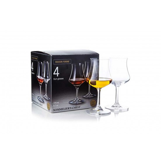 Maison Forine S/4 Bohemia Crystal Rum Glasses ,170 ML/ 5.7 Oz.