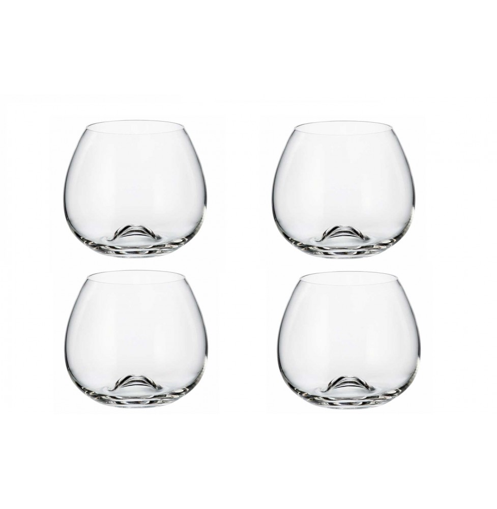 4 CUT CRYSTAL STEMMED BRANDY GLASSES 4 3/4 