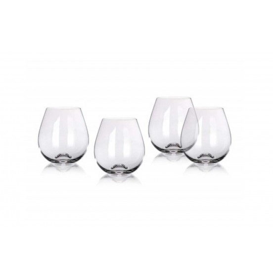 Set of 4  Bohemian lead free Crystal Burgundy Glasses, 560 ml