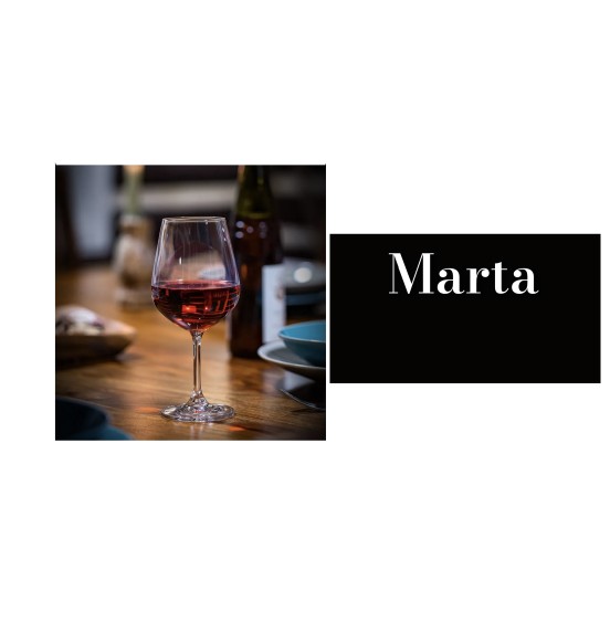 Marta Set of 8 Bohemian lead free Crystal Wine Glasses, 350 ml/ 1224