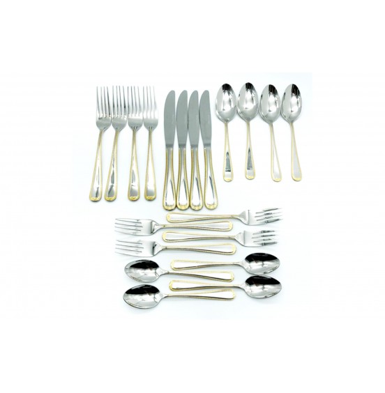 22164S20-ARTKIA 20-Pc Gold Cutlery Set, Stainless Steel 18/10