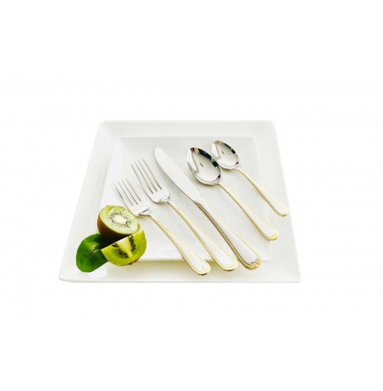 22165S30-ARTKIA 30-Pc Gold Cutlery Set, Stainless Steel 18/10 