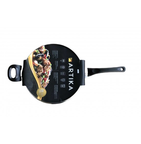 40008- Artika 28 Cm Deep Sauté Frying Pan With Glass Lid