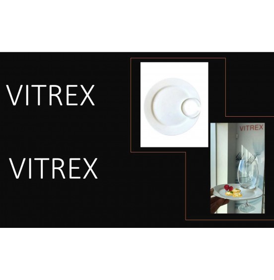 Vitrex Set Of 4 Cocktail Plate with Wine Glass Holder, 8''