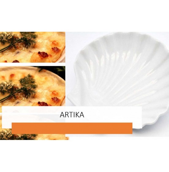 ARTIKA Set of 4 porcelain Shell plates  (Coquille st-Jacques) , 6'' (15.9 cm)