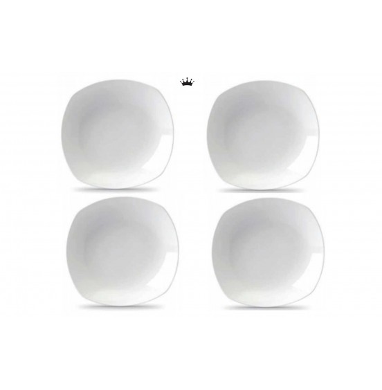 Crown Set of 4 Square Deep Pasta/Salad Plates, 11''