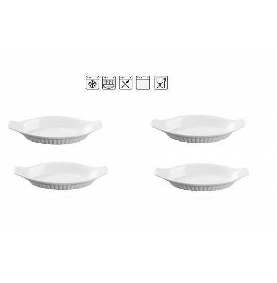 Vitrex Set Of 4 Oval Gratin Baking Dishes 9.5'.